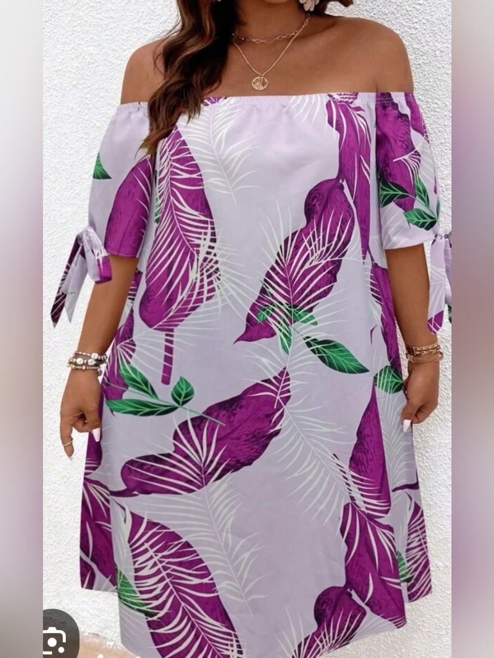 SHEIN Lavender Floral Curve 3XL Dress With Tie Sleeves
